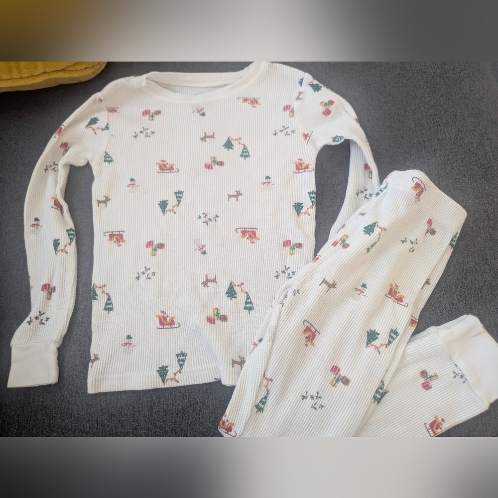 Carter's White Holiday Thermal Pajamas